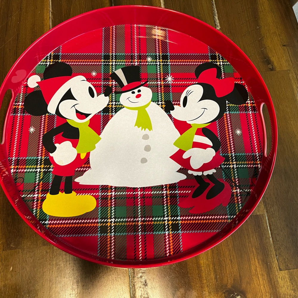 Disney Mickey and Minnie Mouse Christmas Holidays Melamine Serving Tray NWT